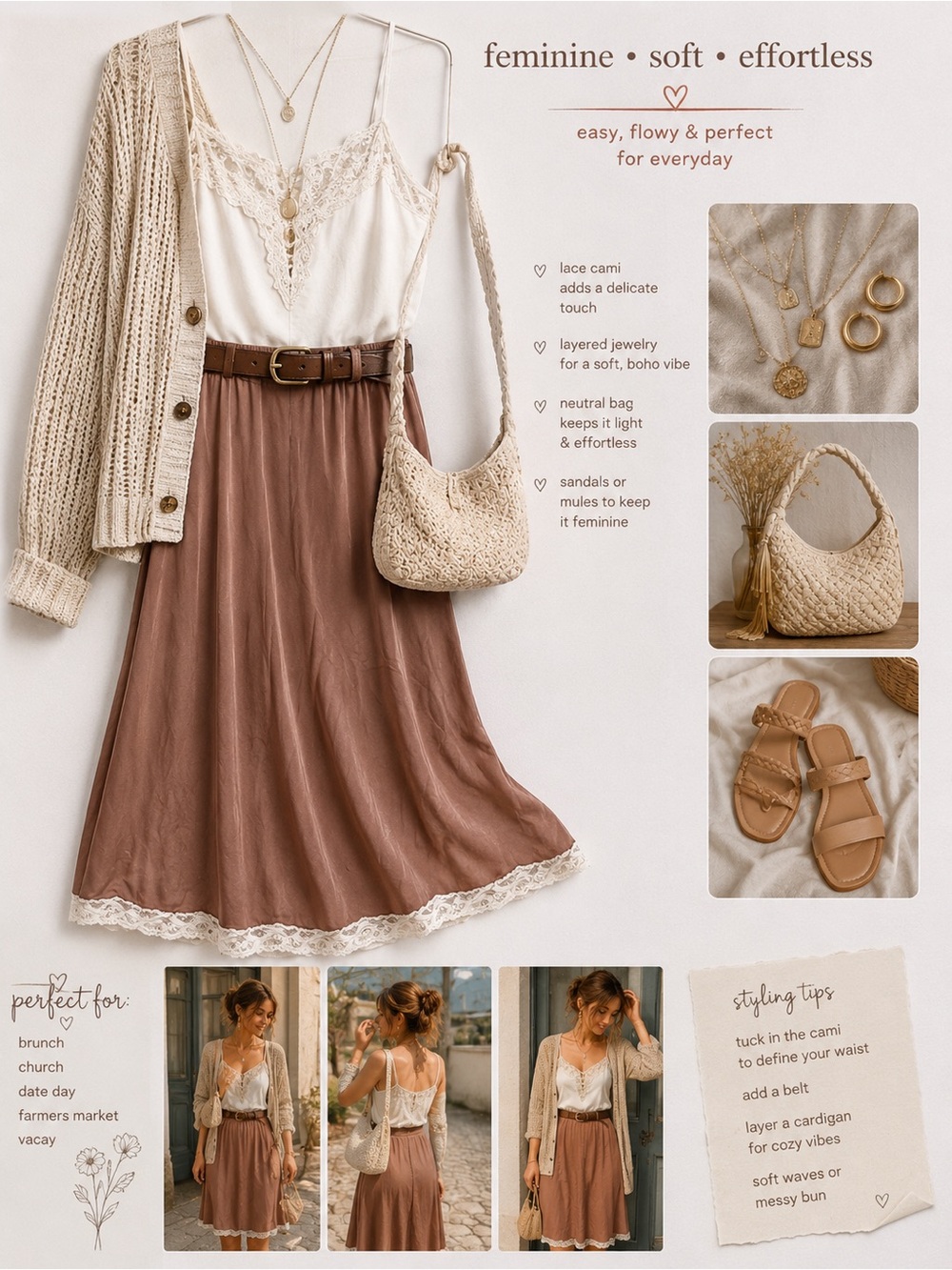 Vanity Fair Dusty Rose Lace-Trim Midi Skirt